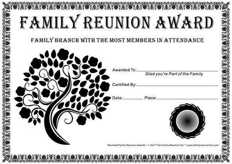 Family Reunion Certificates Free Printable